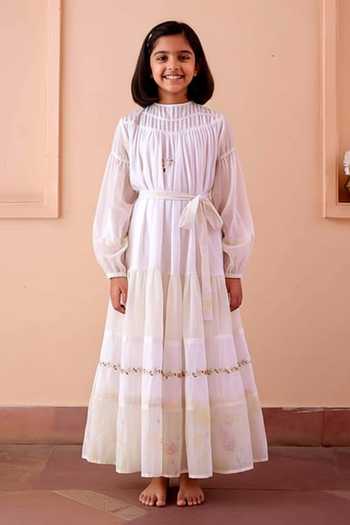 OurDve Irene Printed Panel Dress For Kids