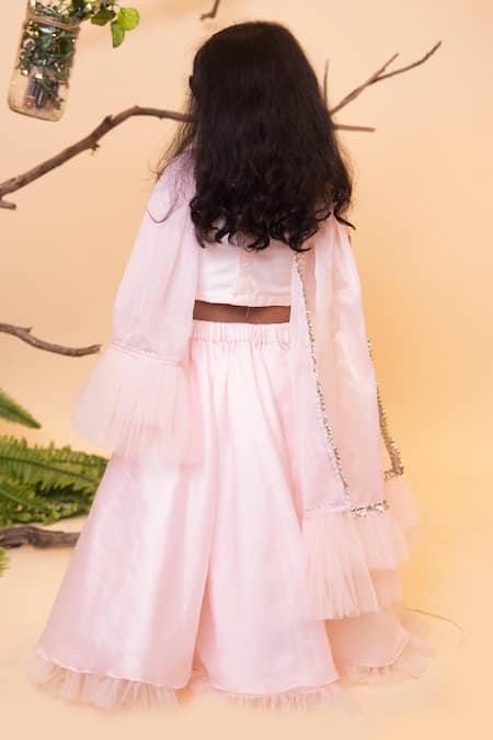 Shop Lil Angels Pink Organza, Silk Embroidery Lehenga Set at Aza Fashions Shop_Lil Angels_Pink Organza, Silk Embroidery Lehenga Set _at_Aza_Fashions