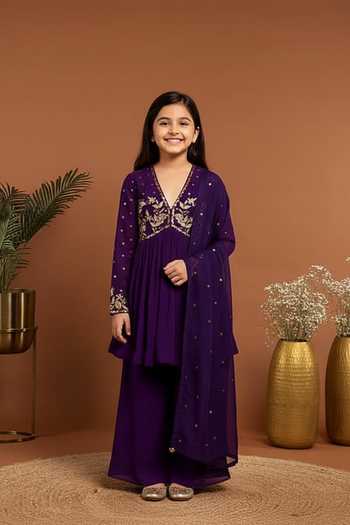 Rirasa Gulshan Embroidered Aliya Cut Kurta Sharara Set For Kids