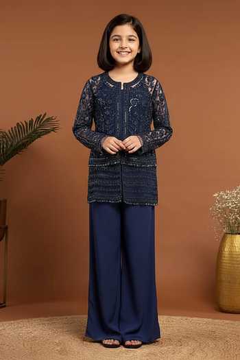 Rirasa Sequin Embroidered Tasseled Jacket Pant Set For Kids