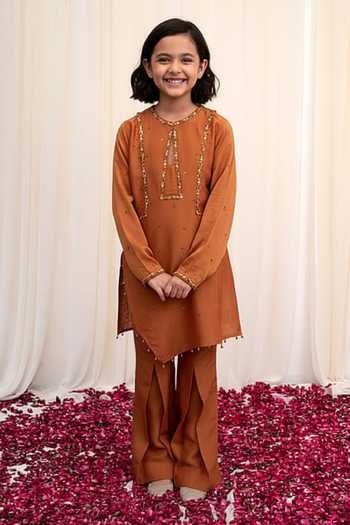 Rirasa Mayur Embroidered Tunic & Pant Set For Kids