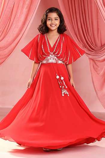 Seema Thukral Melani Floral Embroidered Anarkali For Kids