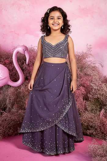 Parul Gandhi Galaxy Sequin Embellished Saree Set For Kids