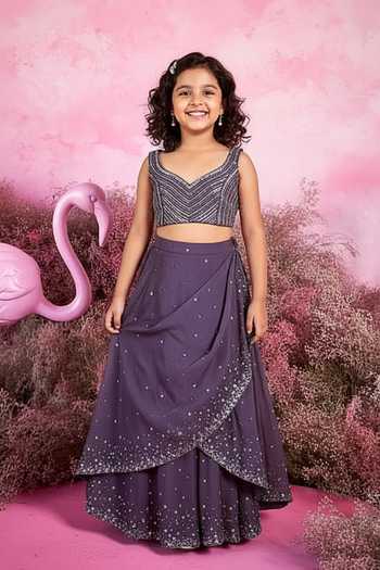 Parul Gandhi Galaxy Sequin Embellished Saree Set For Kids