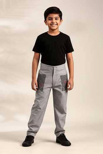 Mayank Modi - Men Embroidery Patch Pocket Trouser For Kids