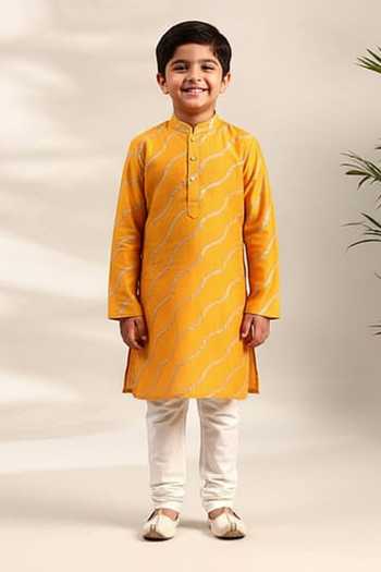 Mayank Modi - Men Gota Lace Embellished Kurta Set For Kids