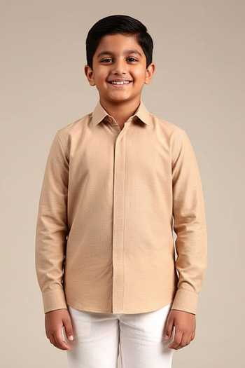 Mayank Modi - Men Floral Thread Embellished Shirt For Kids