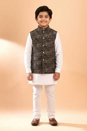 SPRING BREAK Abstract Foil Print Black Bundi For Kids