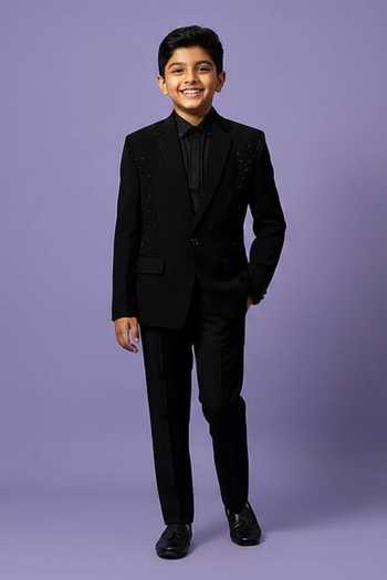Yoseba Pintuck Embroidered Blazer & Trouser Set For Kids