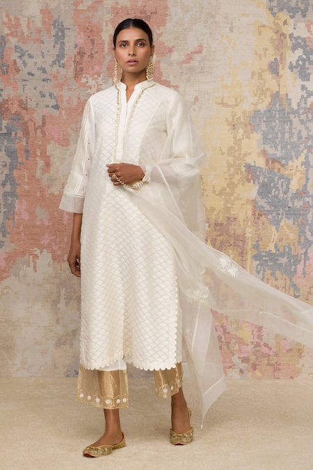 Devnaagri Woven Straight Kurta Set 