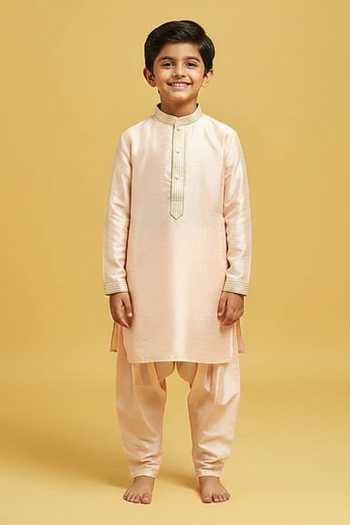 Rng Safawala Resham Embroidered Kurta & Patiala Pant Set For Kids