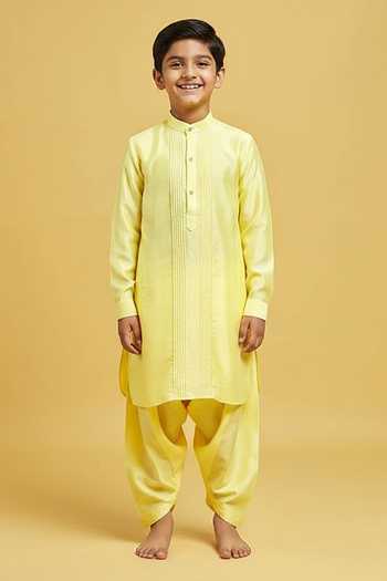 Rng Safawala Embroidered Placket Kurta & Pant Set For Kids