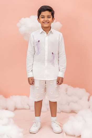 Buy Runit Gupta White Linen, Cotton Beads, Embroidery Betta Fish Shirt at Aza Fashions Buy_Runit Gupta_White Linen, Cotton Beads, Embroidery Betta Fish Shirt_at_Aza_Fashions