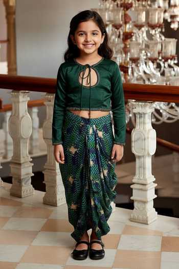 Amrood Keyhole Neckline Top & Chevron Skirt Set For Kids