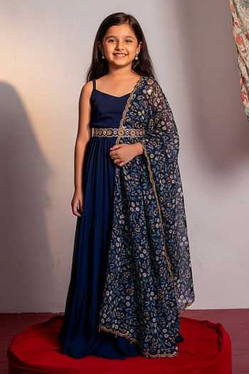 Redpine Designs Floral Print Tiered Anarkali Set For Kids