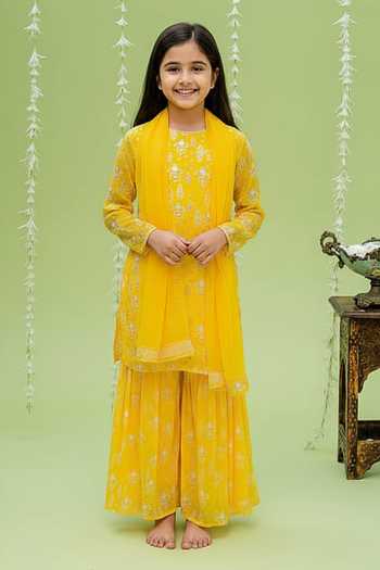 Redpine Designs Floral Print Kurta Sharara Set For Kids