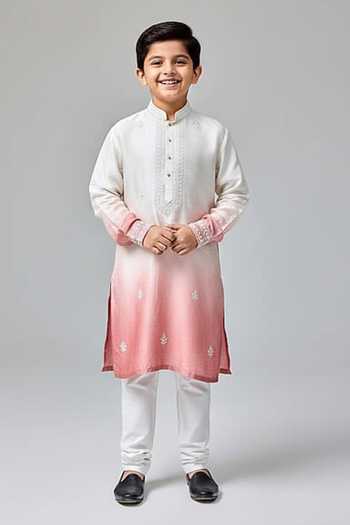 Chatenya Mittal Ombre Dori & Mirror Embroidered Kurta For Kids