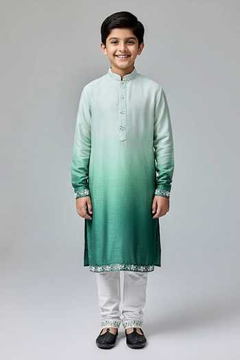 Chatenya Mittal Flora Border Ombre Kurta For Kids