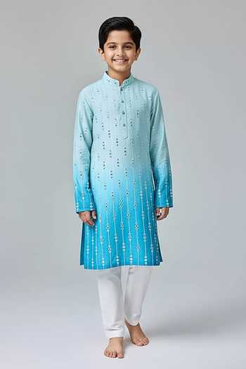 Chatenya Mittal Ombre Sheesh Embroidered Kurta For Kids