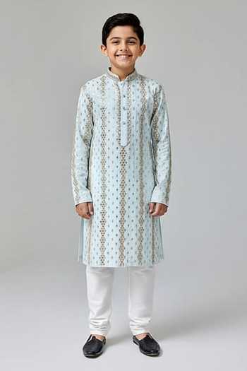 Chatenya Mittal Mirror & Zari Embroidered Kurta For Kids