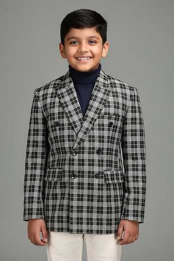 Chatenya Mittal Checkered Wool Blend Blazer For Kids