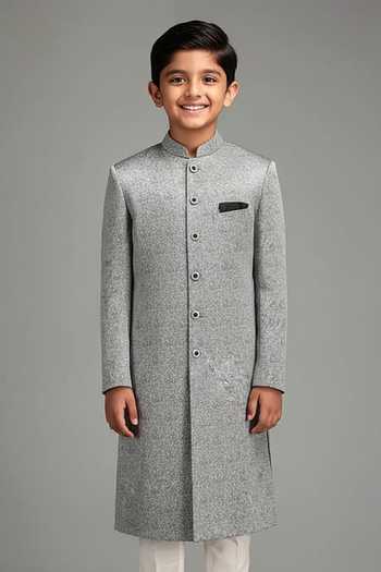 Chatenya Mittal Geometric Embroidered Sherwani Set For Kids