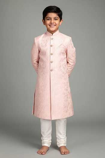 Chatenya Mittal Embroidered Silk Sherwani Set For Kids