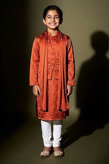 Kaaj Button X AZA Thread Embroidered Kurta Set For Kids