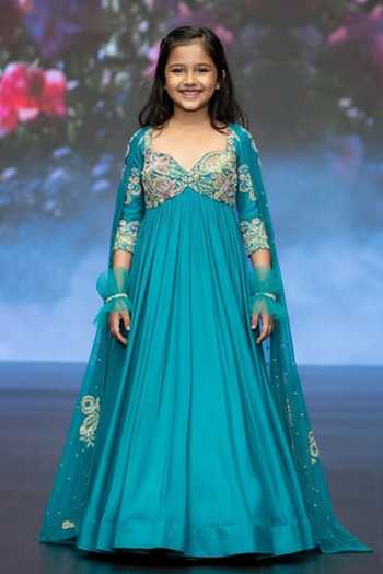 Anu Pellakuru Embellished Resham Anarkali Set For Kids