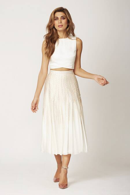 Shop_World Of RA_White 100% Viscose Plain Crew Neck Sleeveless Wrap Top _at_Aza_Fashions