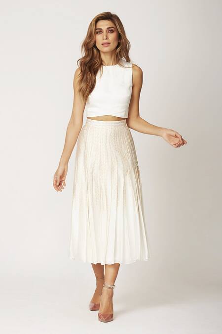 World Of RA_White 100% Viscose Plain Crew Neck Sleeveless Wrap Top _Online_at_Aza_Fashions