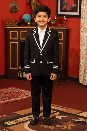 Design O Stitch Stripe Print Blazer & Pant Set For Kids