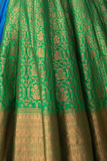 Shop_Payal Khandwala_Green Handwoven Brocade Silk Lehenga_Online_at_Aza_Fashions
