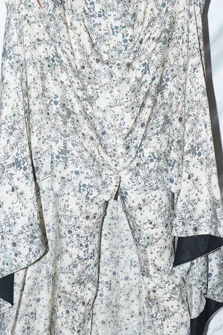 Shop_AK-OK_White Silk Printed Asymmetric Cape And Pant Set_Online_at_Aza_Fashions