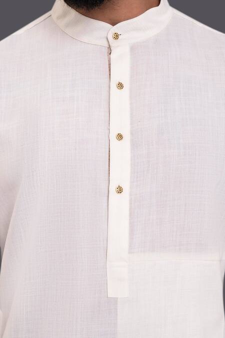 Shop_Raghavendra Rathore Jodhpur_Off White Cotton Kurta _Online_at_Aza_Fashions