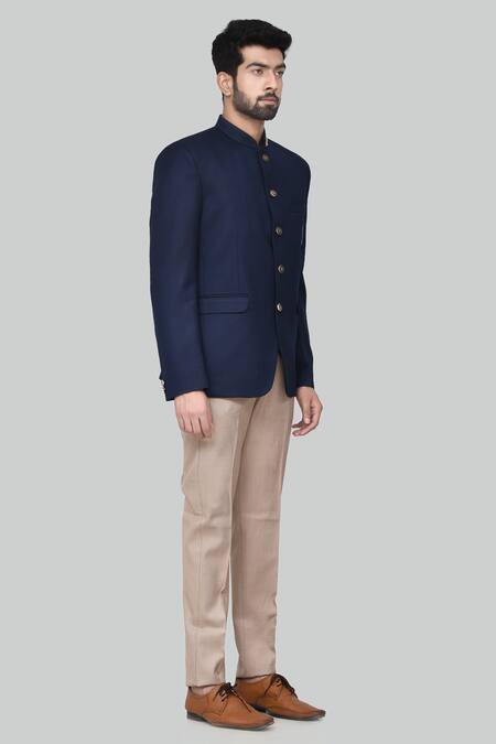 Arihant Rai Sinha Blue Cotton Tassels, Embroidery Bandhgala Set Online at Aza Fashions Arihant Rai Sinha_Blue Cotton Tassels, Embroidery Bandhgala Set_Online_at_Aza_Fashions