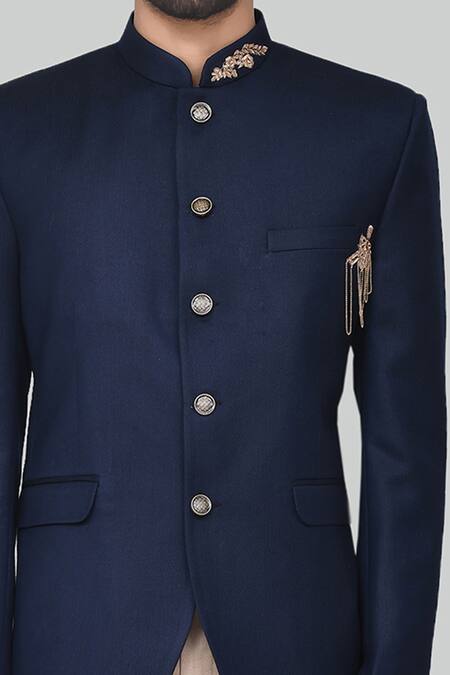 Arihant Rai Sinha Blue Cotton Tassels, Embroidery Bandhgala Set at Aza Fashions Arihant Rai Sinha_Blue Cotton Tassels, Embroidery Bandhgala Set_at_Aza_Fashions