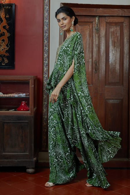 Arpita Mehta Floral Print Cape Top & Pant Set 