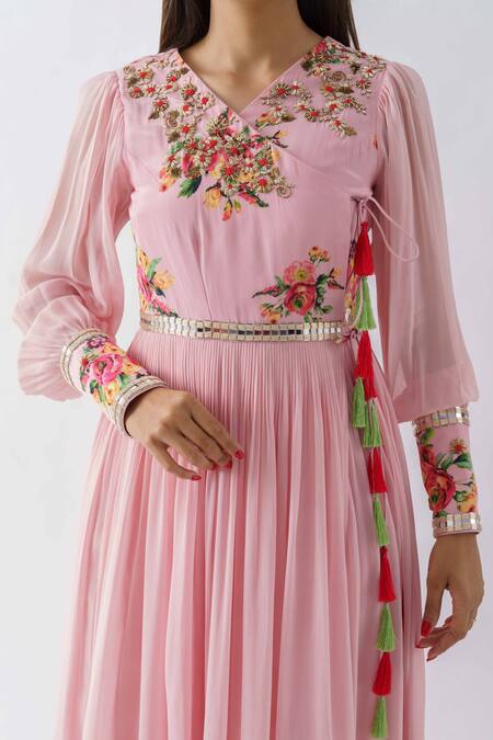 Buy Suruchi Parakh Pink Satin Silk, Georgette Crepe, Lining Shantoon Embroidery Zardozi, Angarkha Online at Aza Fashions Buy_Suruchi Parakh_Pink Satin Silk, Georgette Crepe, Lining Shantoon Embroidery Zardozi, Angarkha _Online_at_Aza_Fashions