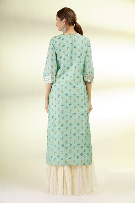 Gopi Vaid Chanderi Embroidered Tunic & Sharara Set 