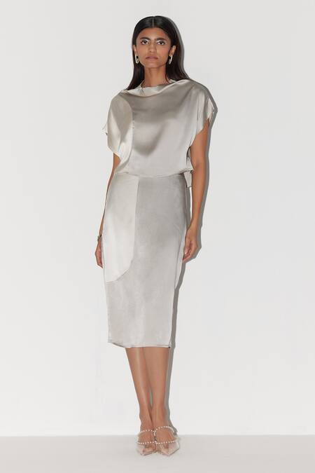 FEBO6_Silk Satin Audrey Color Block Skirt _Online_at_Aza_Fashions