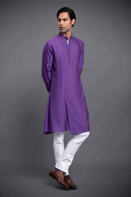 Raghavendra Rathore Jodhpur Purple Silk Kurta Online at Aza Fashions Raghavendra Rathore Jodhpur_Purple Silk Kurta_Online_at_Aza_Fashions