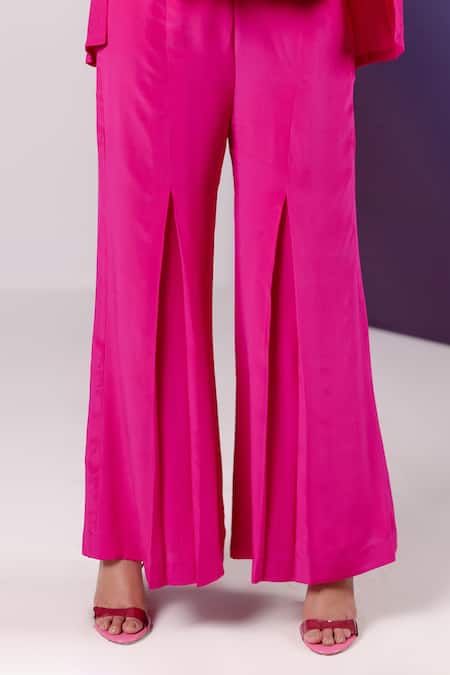 Buy Febo6 Pink Silk Front Pleated Pant Online at Aza Fashions Buy_Febo6_Pink Silk Front Pleated Pant _Online_at_Aza_Fashions