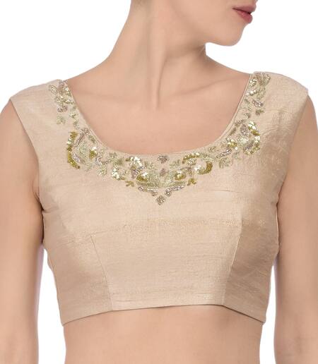 Buy_Astha Narang_Beige Dupatta Net, Top And Palazzo Silk Sequin Work Round Neck Embellished Set_Online_at_Aza_Fashions