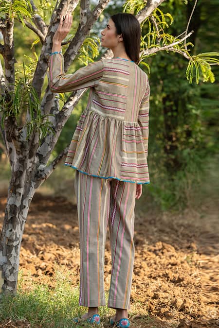 Rang Swati Vijaivargie Striped Peplum Shirt 