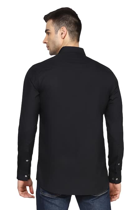 Shop Noonoo Black Giza Cotton Slim-fit Shirt at Aza Fashions Shop_Noonoo_Black Giza Cotton Slim-fit Shirt _at_Aza_Fashions