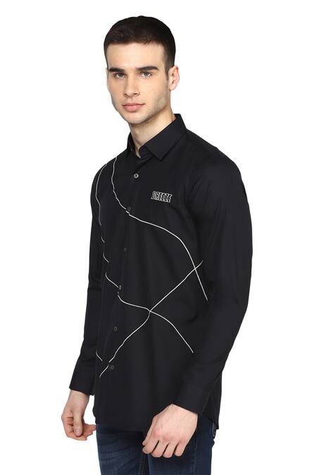 Noonoo Black Giza Cotton Slim-fit Shirt Online at Aza Fashions Noonoo_Black Giza Cotton Slim-fit Shirt _Online_at_Aza_Fashions