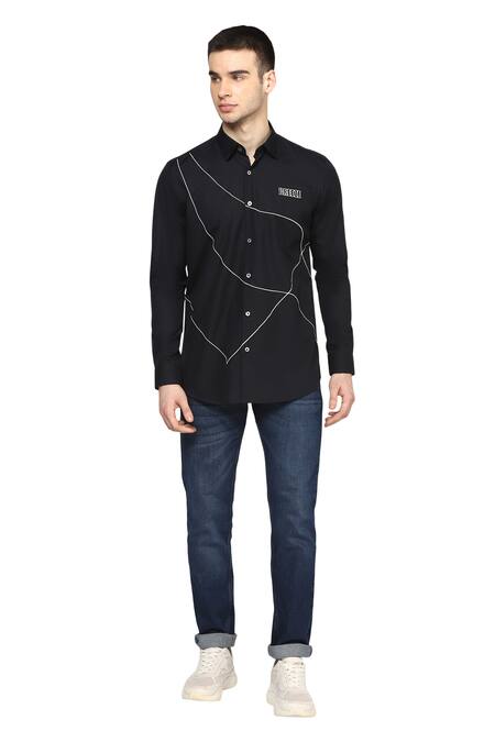 Buy Noonoo Black Giza Cotton Slim-fit Shirt Online at Aza Fashions Buy_Noonoo_Black Giza Cotton Slim-fit Shirt _Online_at_Aza_Fashions