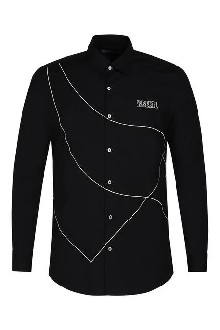 Shop Noonoo Black Giza Cotton Slim-fit Shirt Online at Aza Fashions Shop_Noonoo_Black Giza Cotton Slim-fit Shirt _Online_at_Aza_Fashions