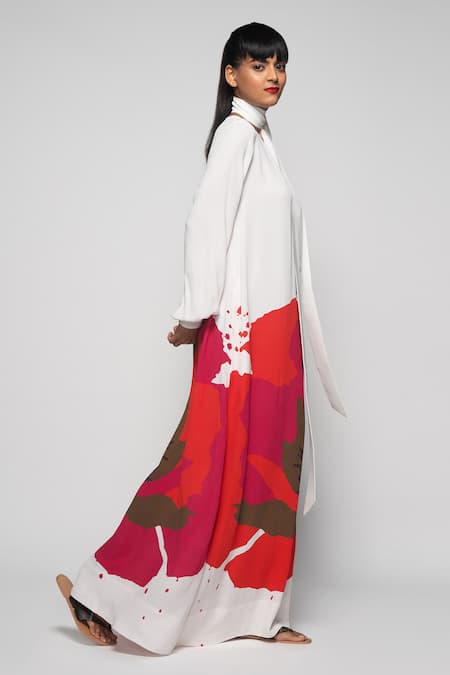 Payal Khandwala_White Printed Maxi Dress _Online_at_Aza_Fashions